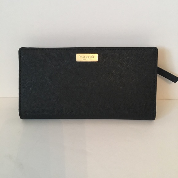 Kate Spade bi-fold wallet black gold hardware - Picture 7 of 8